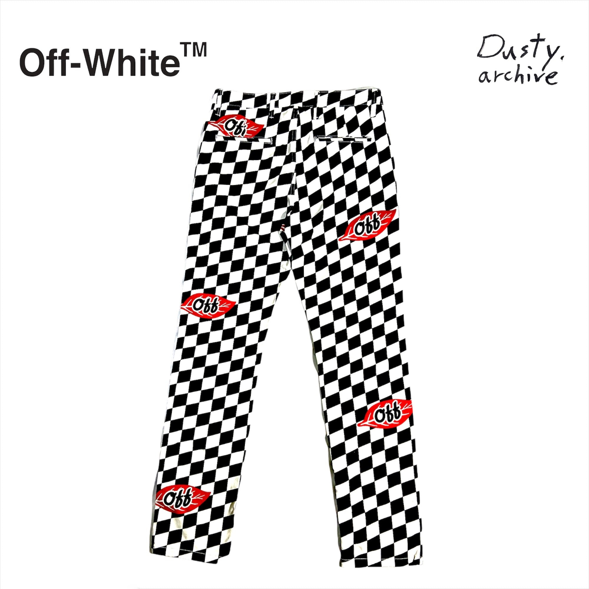 Off-White fall 2017 Runway checker leaf chino pants 31 - 3
