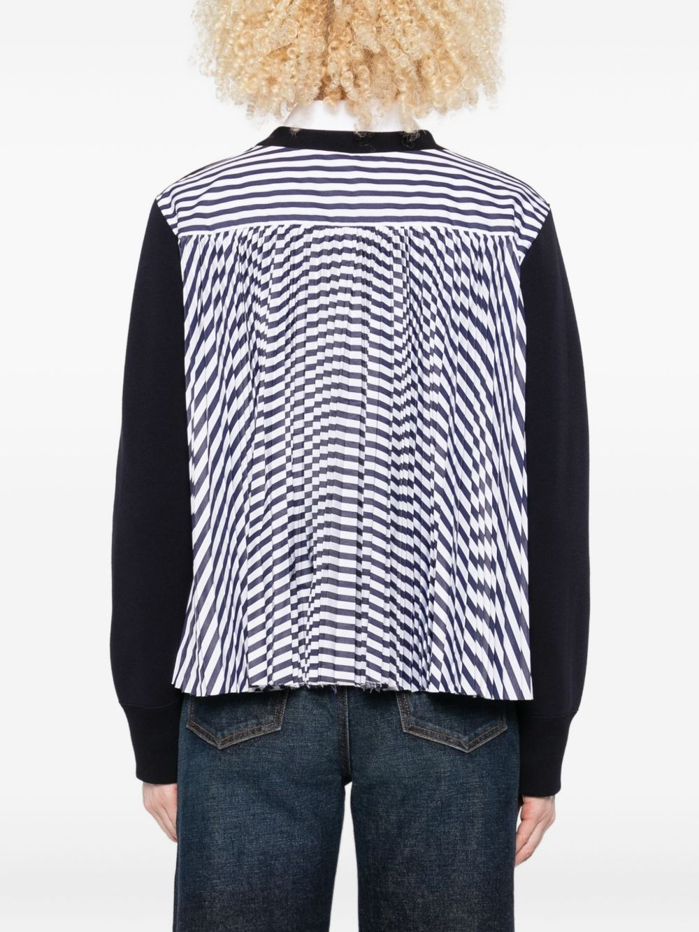 Sacai Women Cotton And Nylon Crewneck Sweater - 3