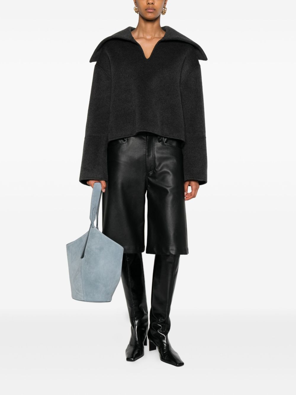 oversize-collar sweater - 2