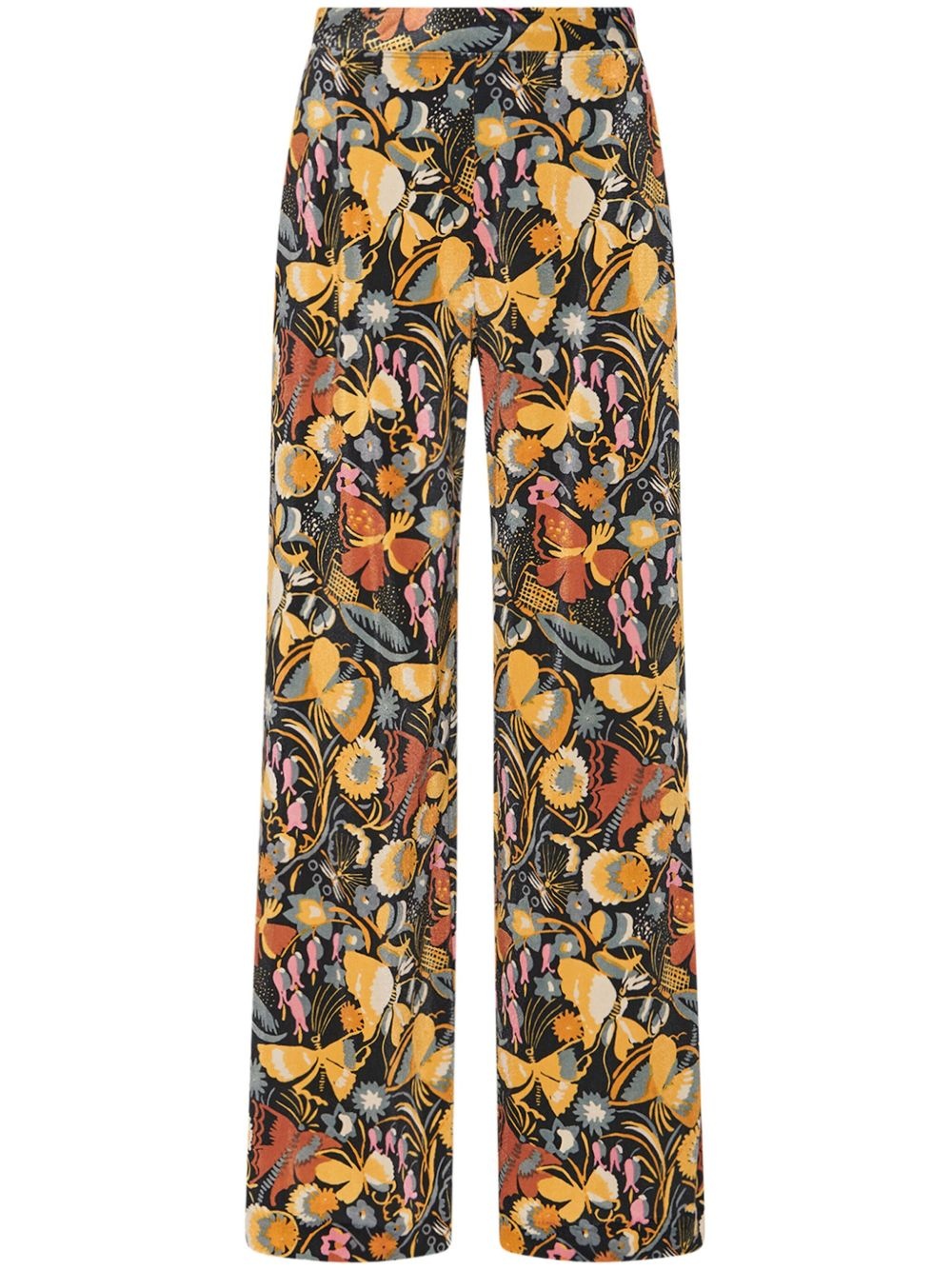 Fitted straight-leg velvet trousers - 1