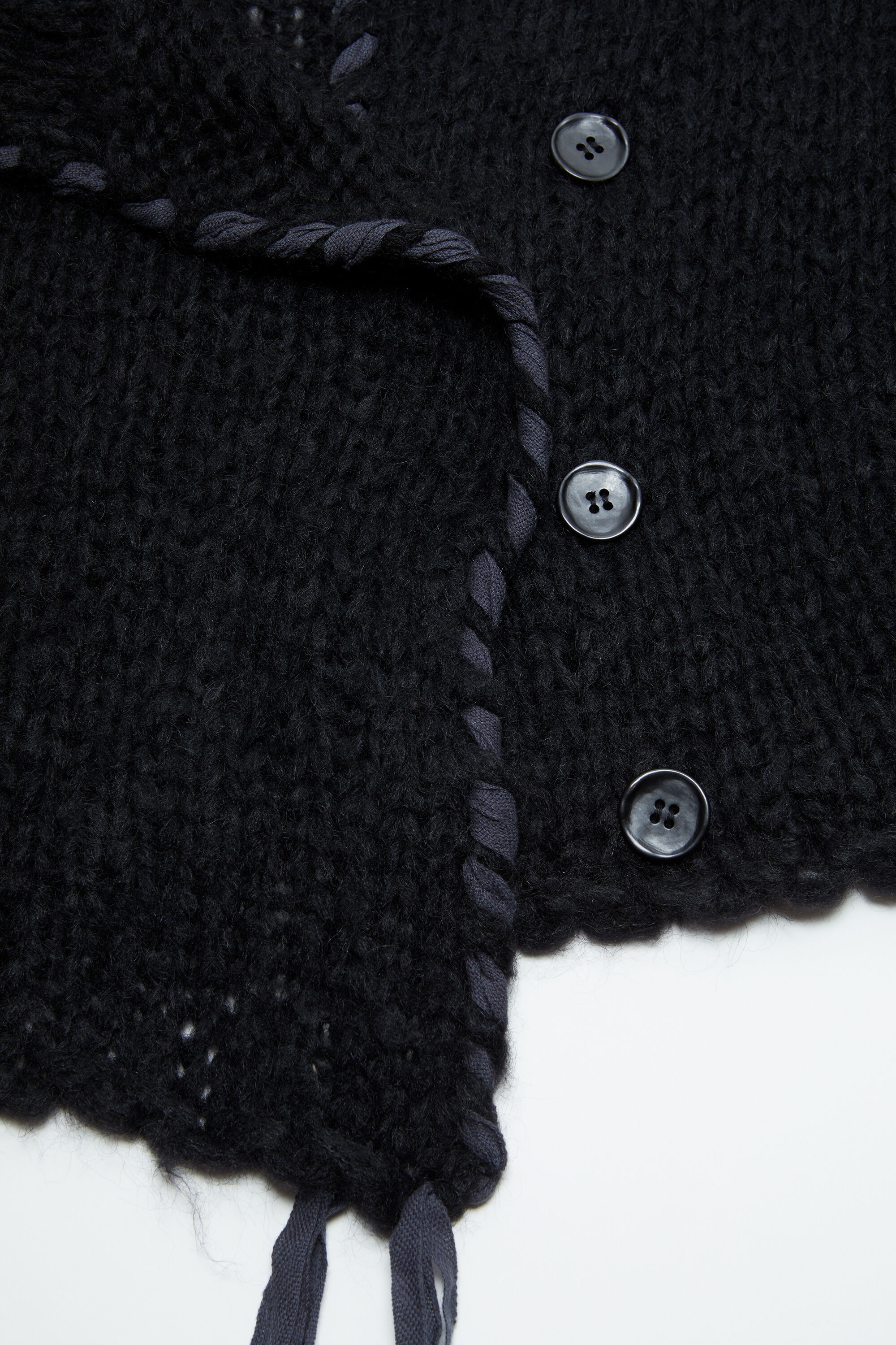 Lacing knit cardigan - Black - 5