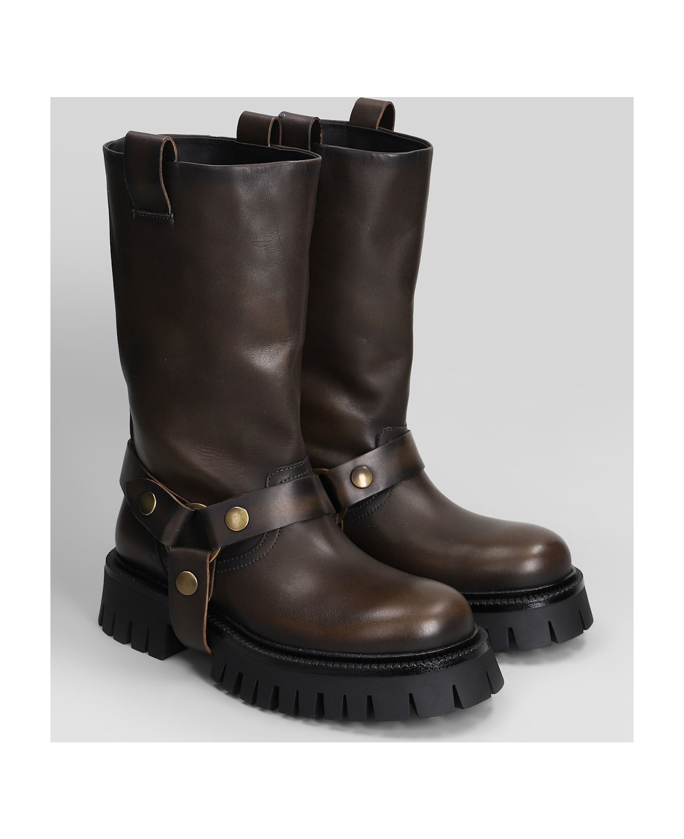 Kurt Chunky Low Heels Ankle Boots In Brown Leather - 2