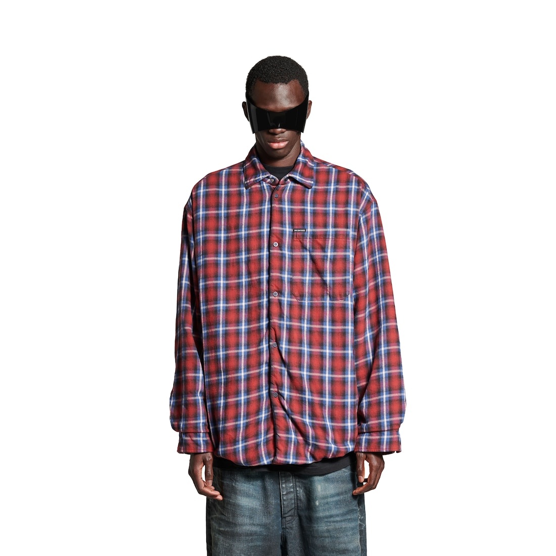 Men's Lined Shirt in Red/blue - 5