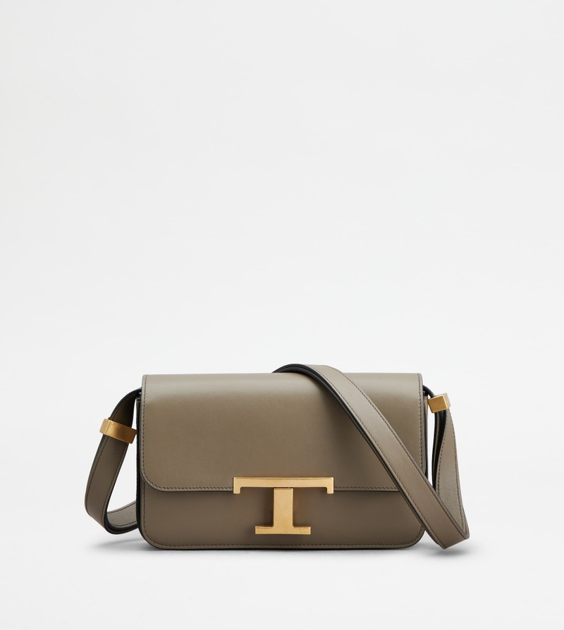 T TIMELESS CROSSBODY BAG IN LEATHER MICRO - BEIGE 1