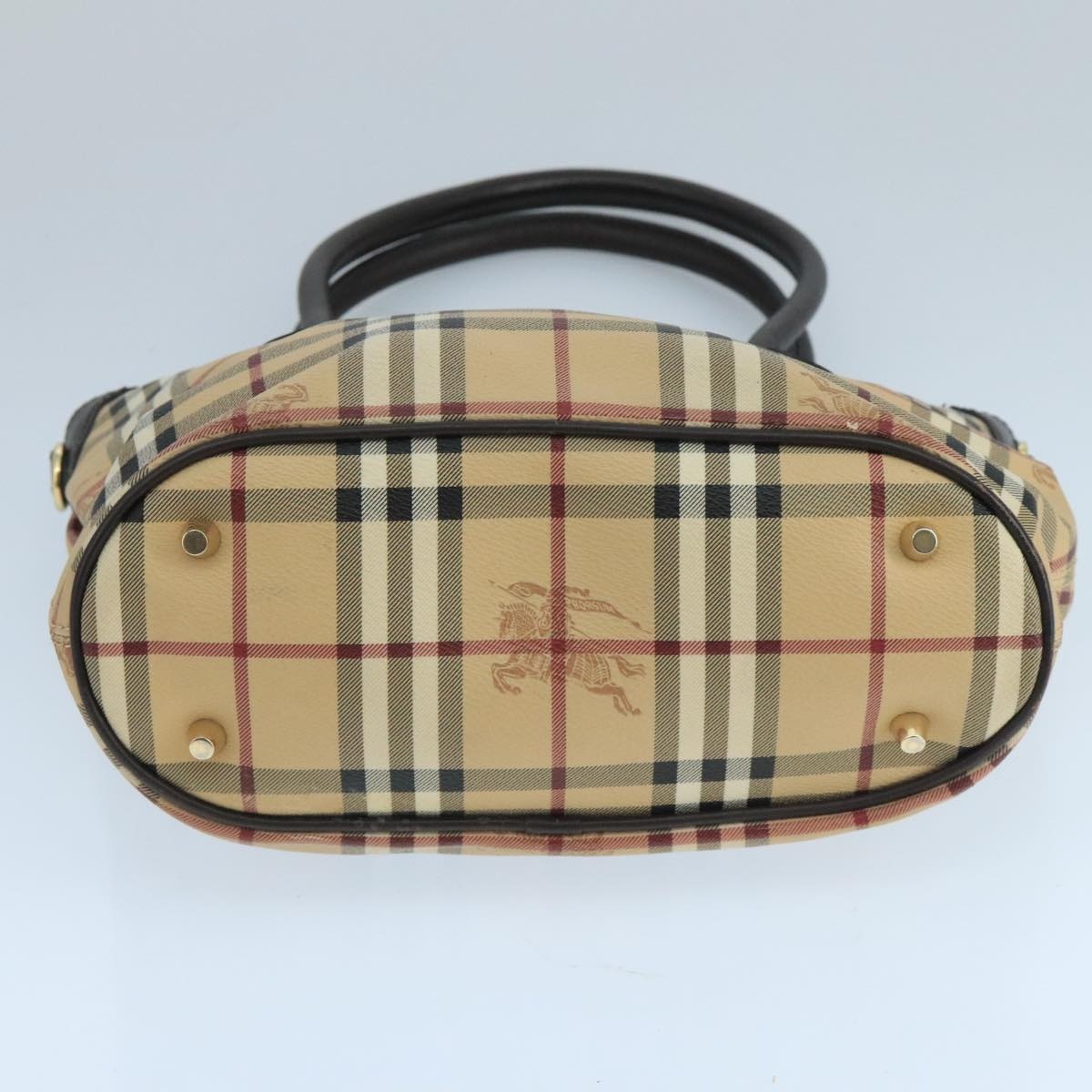 Burberry Nova Check Hand Bag Pvc Leather Beige - 9