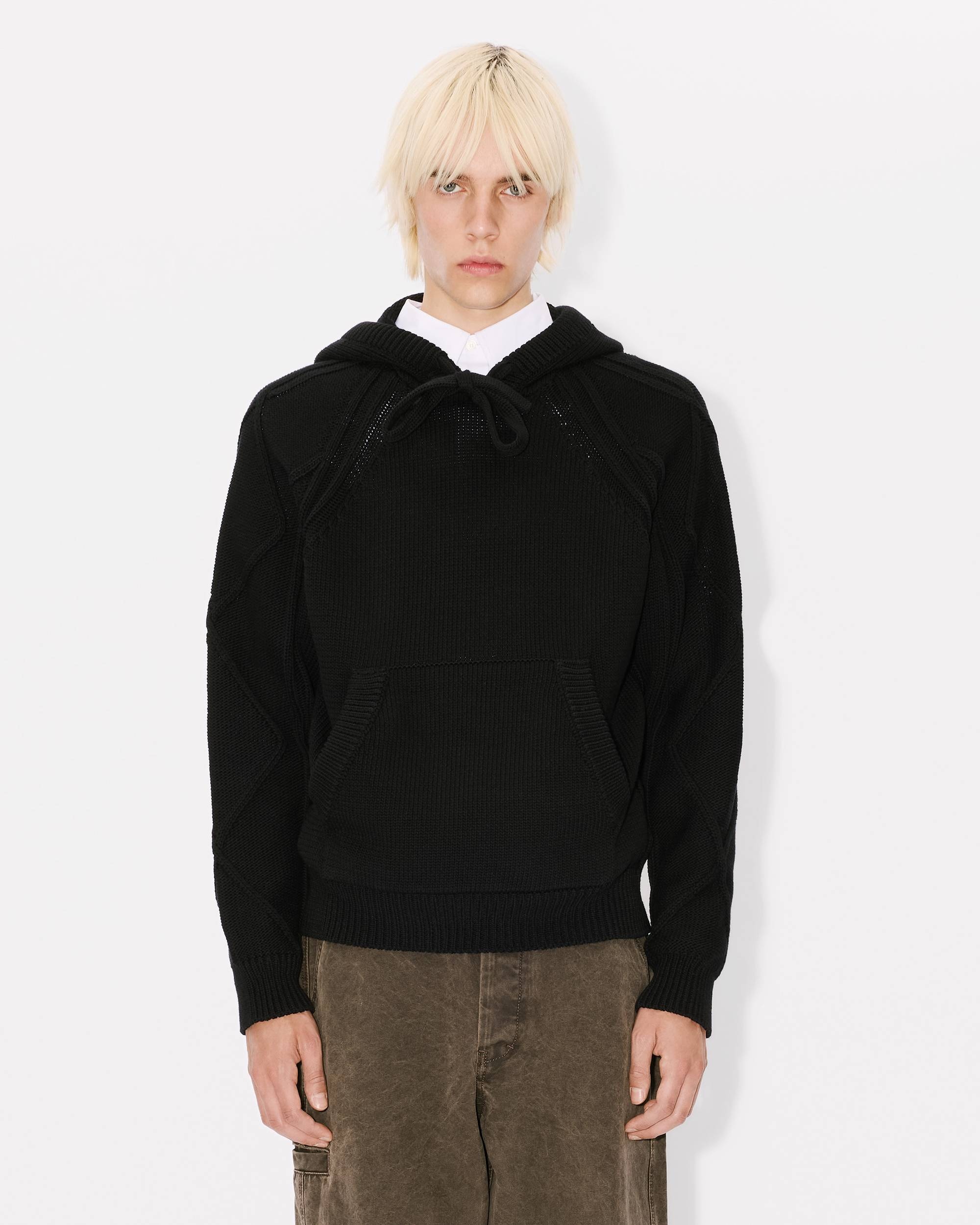 Hand-embroidered cable knitted hoodie - 3
