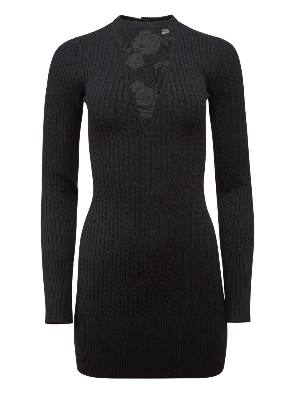 Quinn cable-knit lace-insert dress - 3