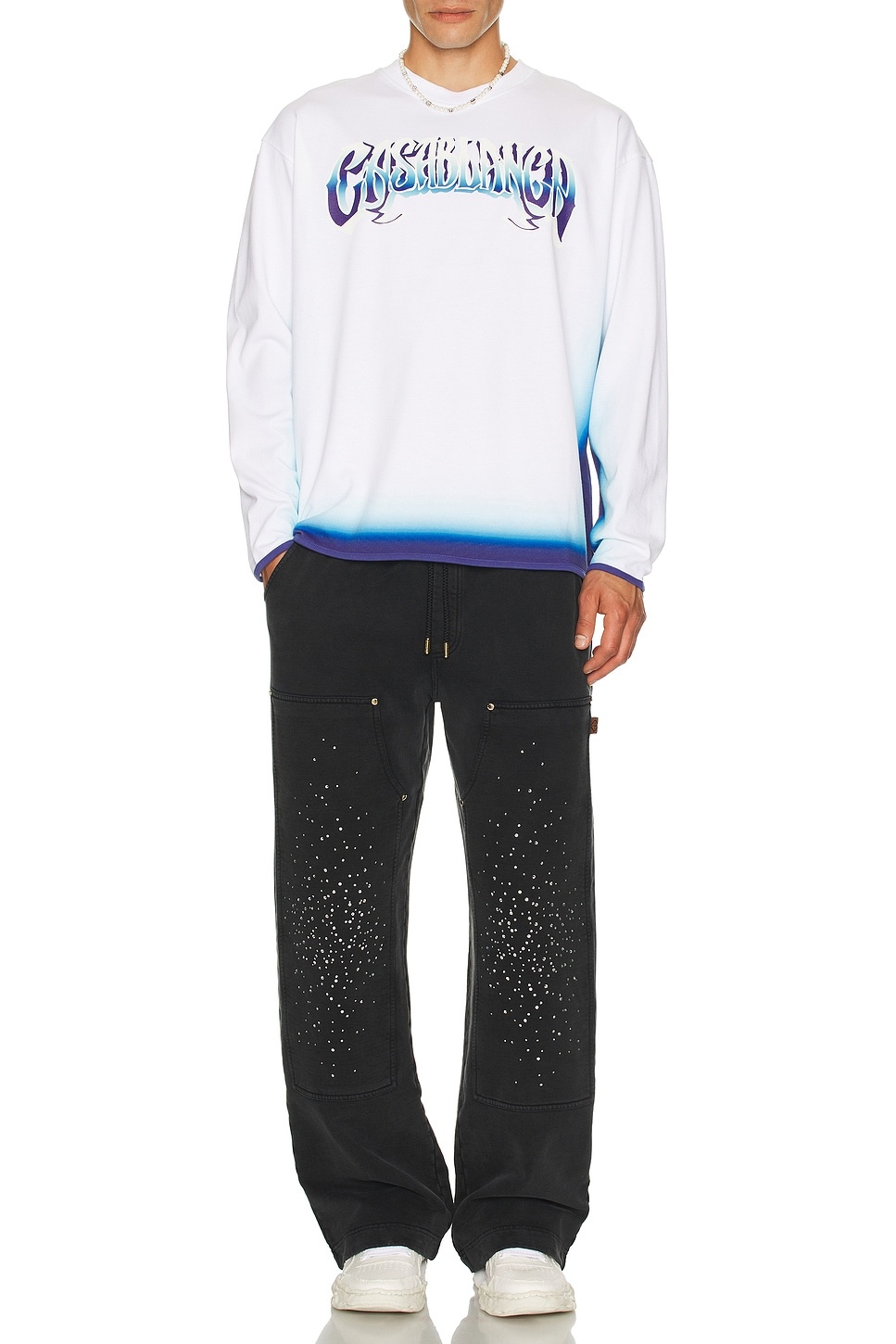 Spray Dye Gradient Faded Logo Long Sleeve Tee - 4