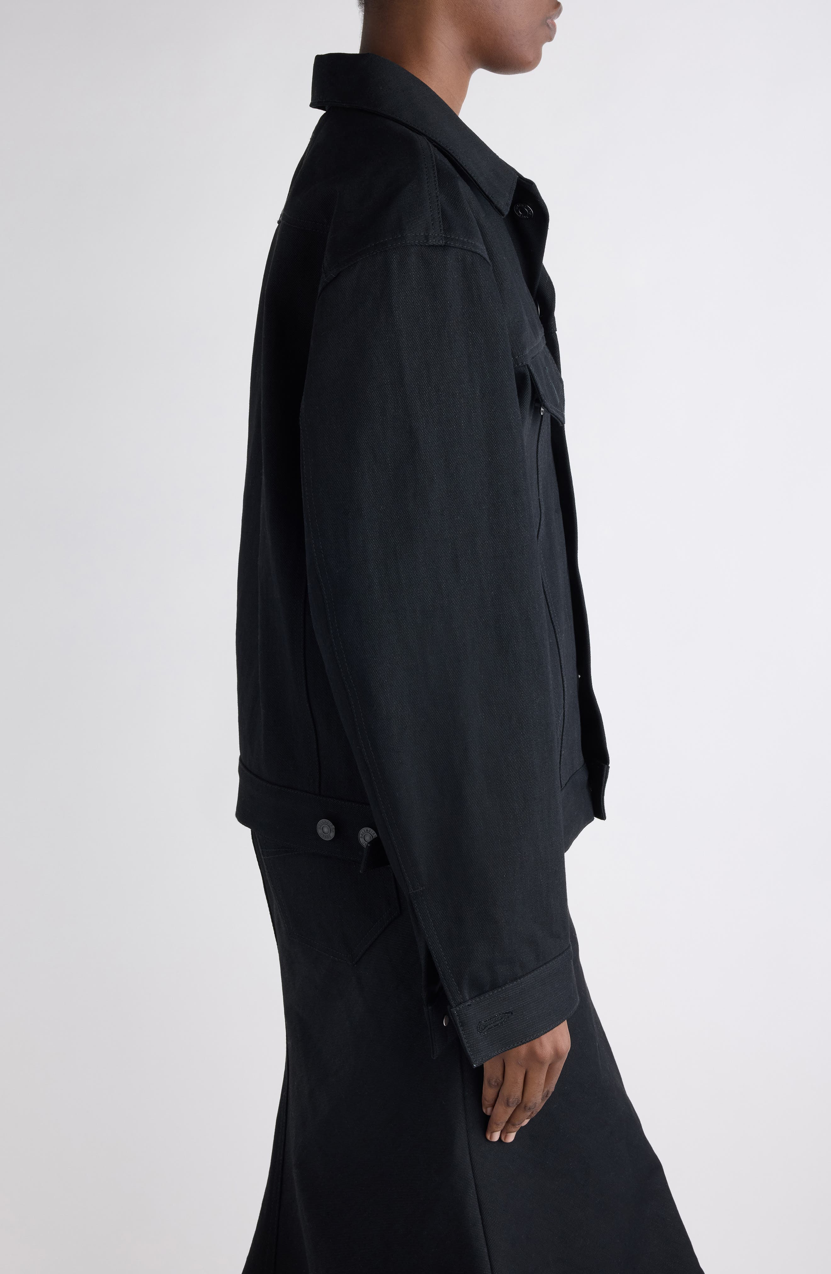 Balenciaga Standing Denim Jacket in 1000 Black at Nordstrom - 4