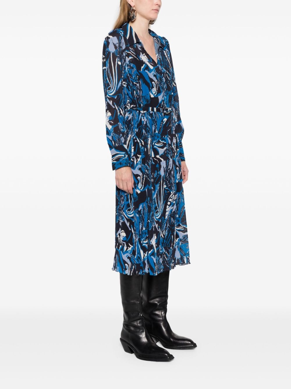 seasonal-print pleated midi dress - 3