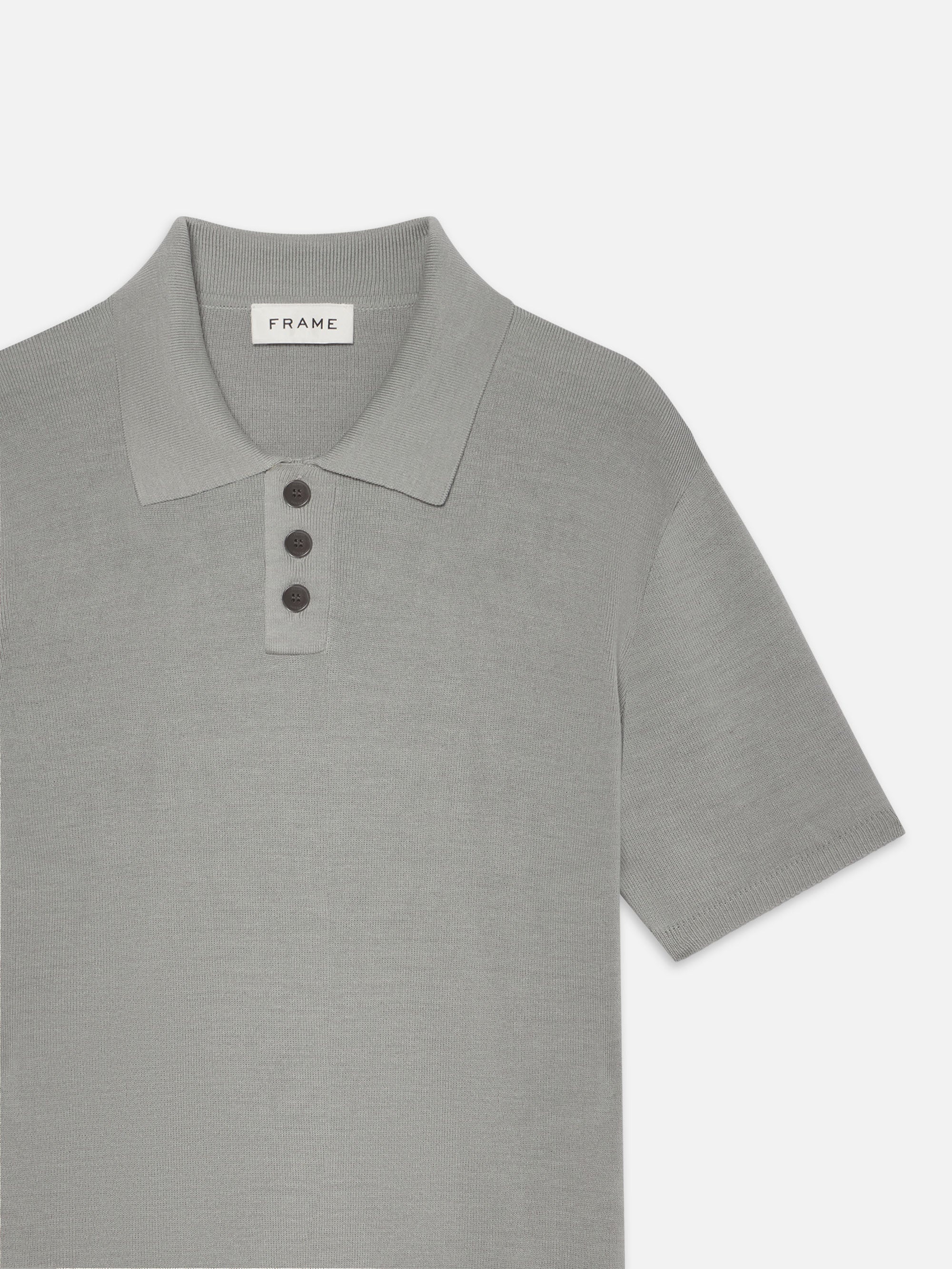 Cotton Silk Polo Sweater in Grey Blue - 3