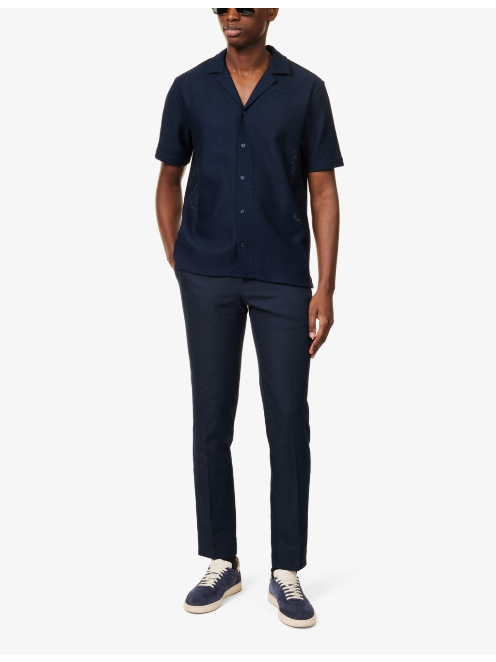 Griffon two-slip-pockets mid-rise regular-fit linen trousers - 2