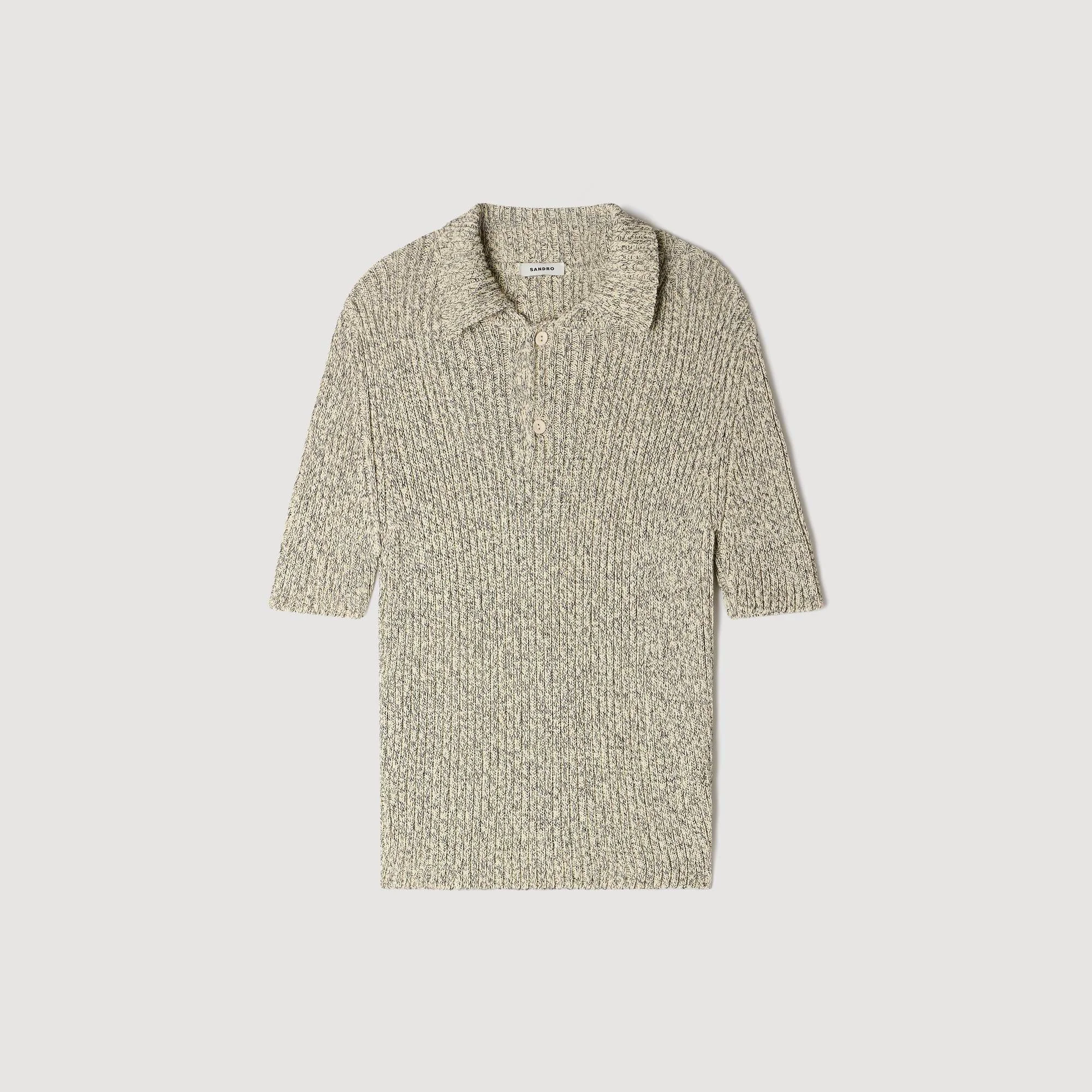 MARL COTTON KNIT POLO SHIRT - 1