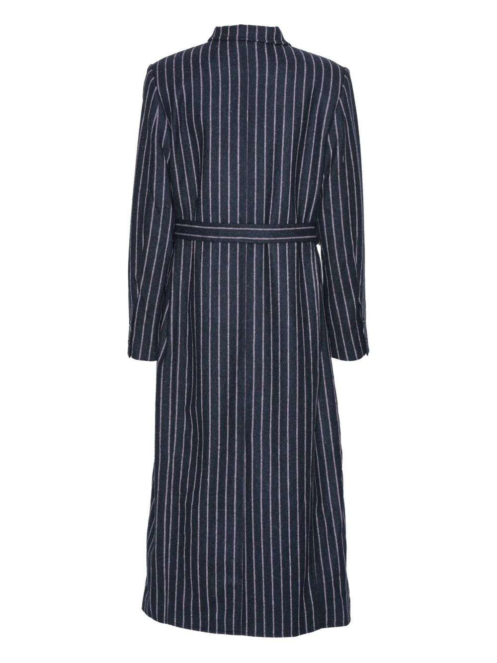 pinstripe belted single breasted coat - 2