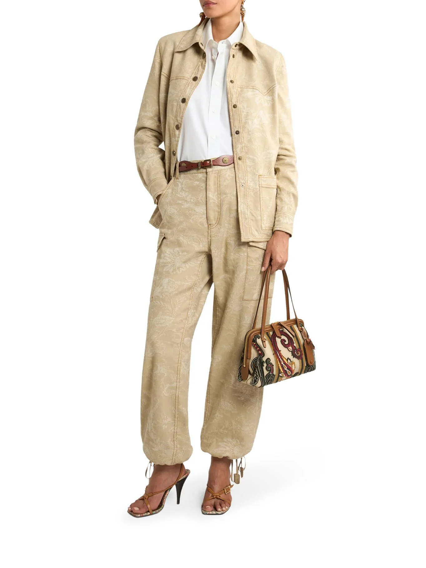 JACQUARD OVERSHIRT WITH TONE-ON-TONE FLORAL PATTERN - 1