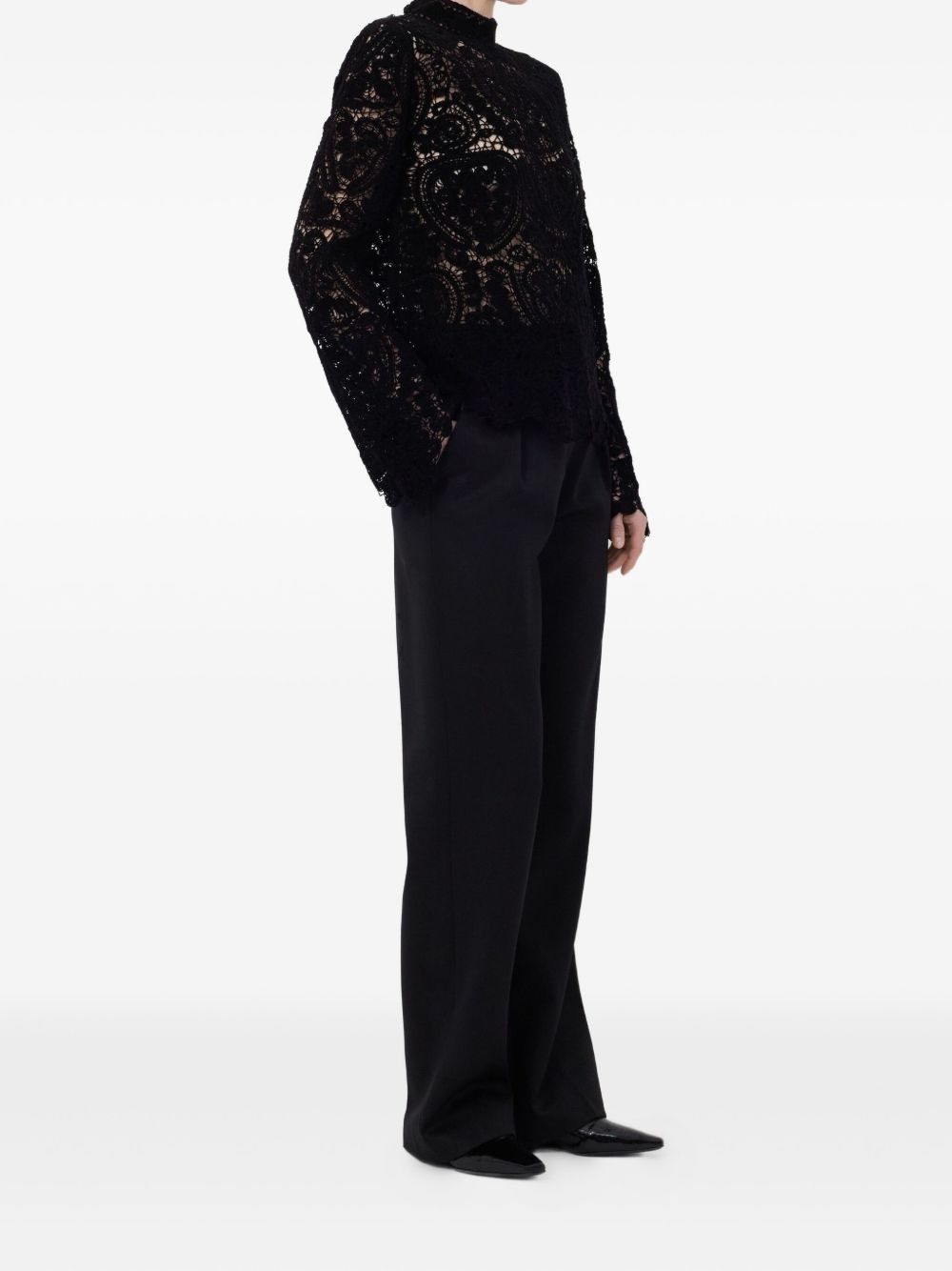 WADE velvet silk lace knit top - 3