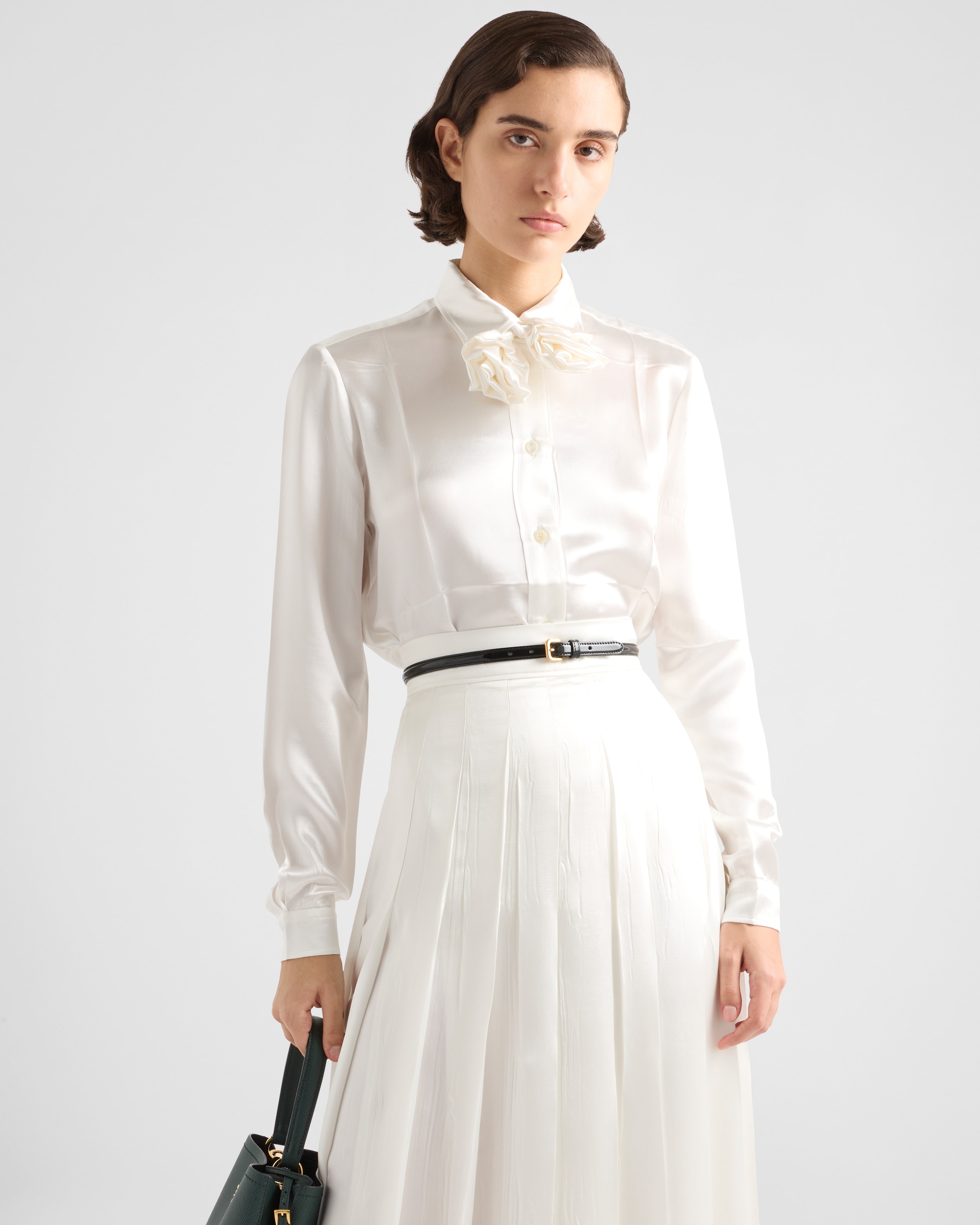 Embroidered satin shirt - 4