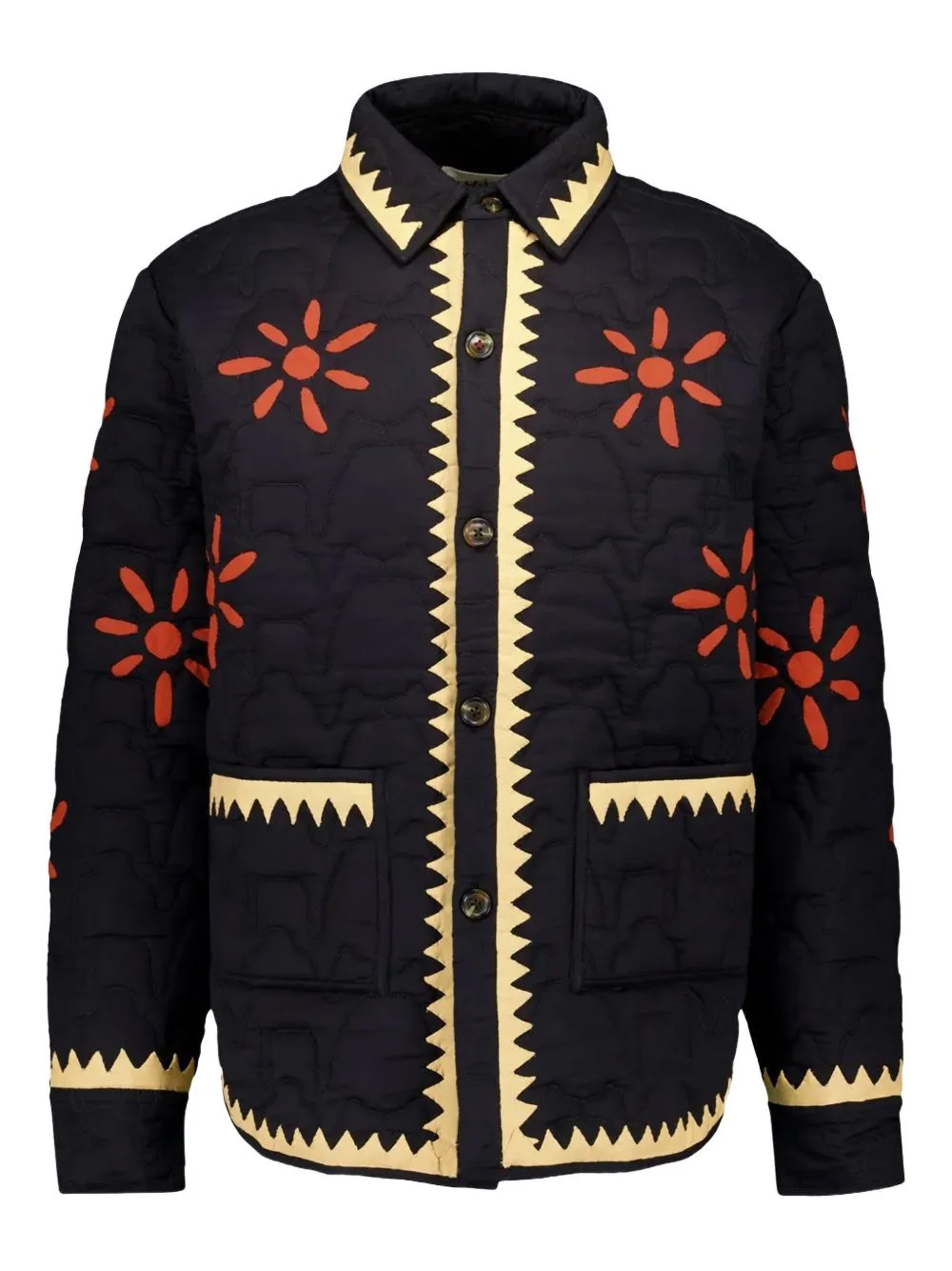 Nour flower-embroidered shirt jacket - 1