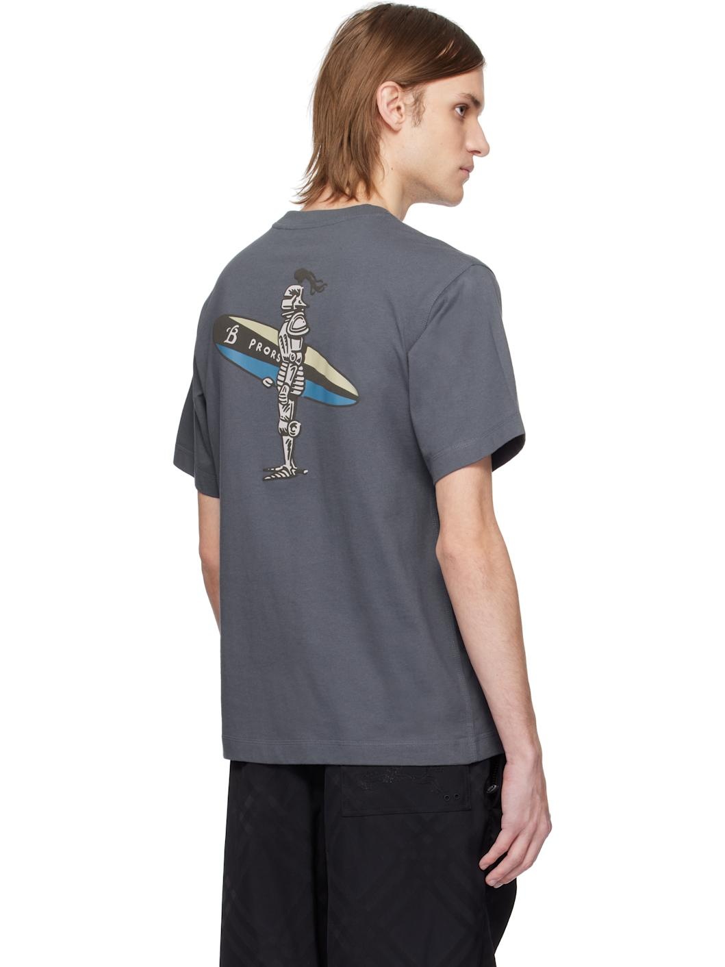 Gray Surfer Knight Cotton T-shirt - 3