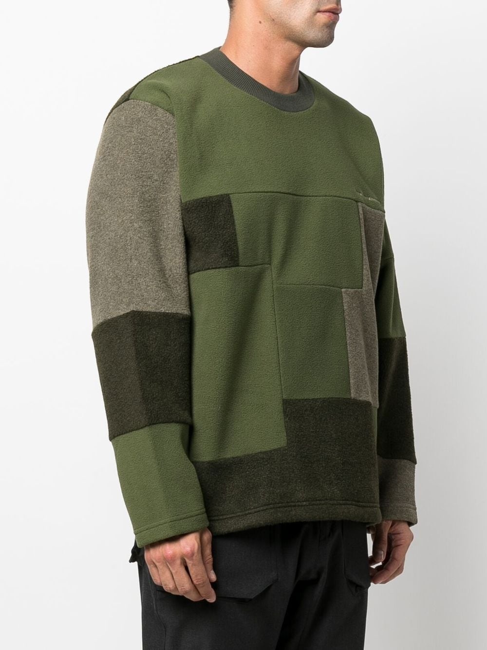 patchwork-design crew-neck sweatshirt - 3