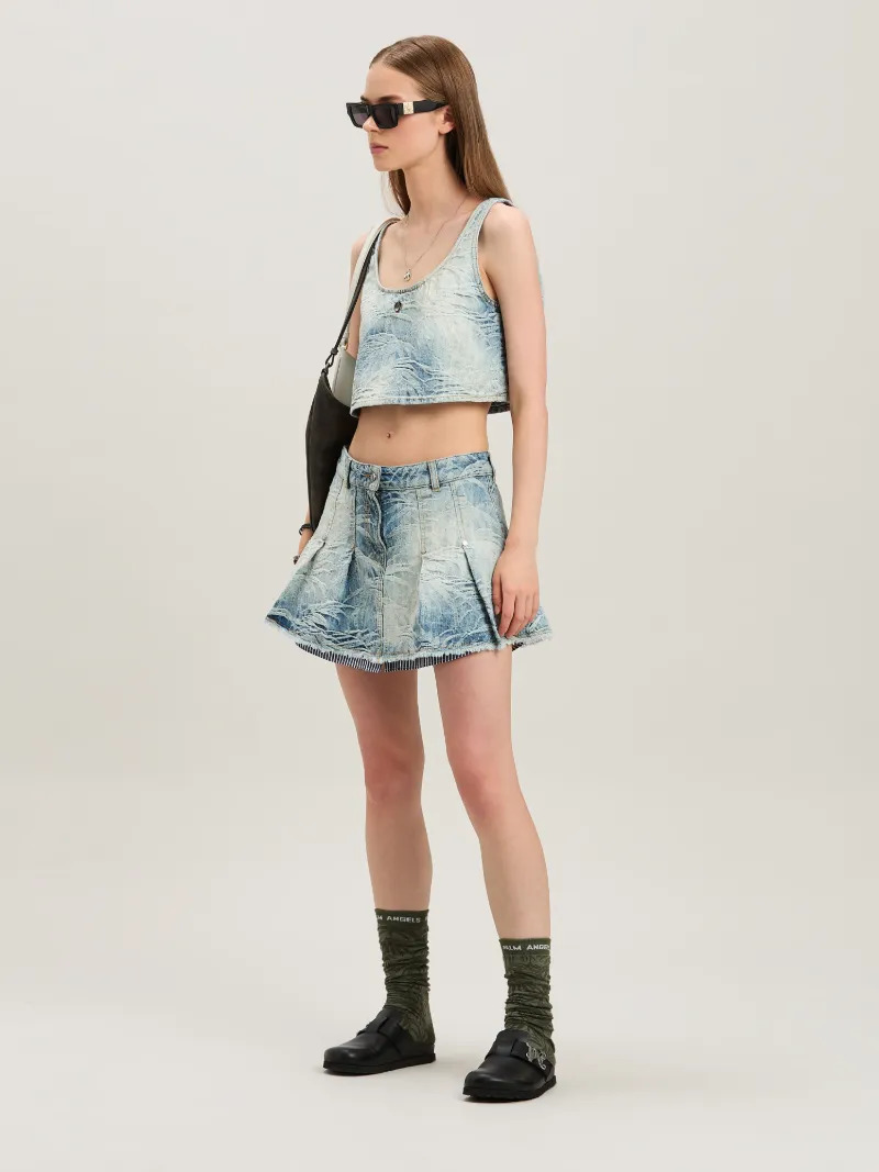 Palms jacquared denim miniskirt - 2