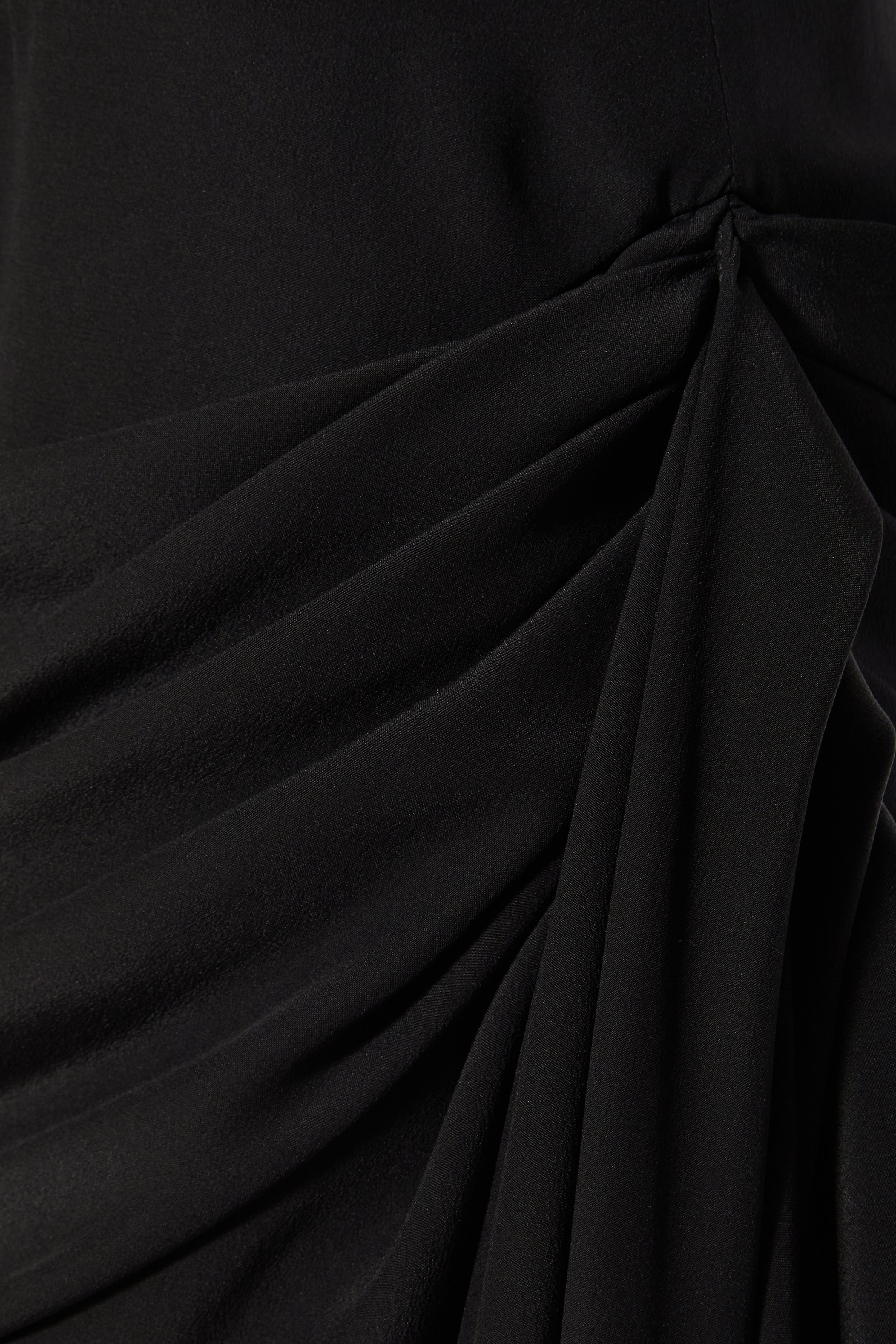SILK DRAPED MINI DRESS WITH BOW - 3