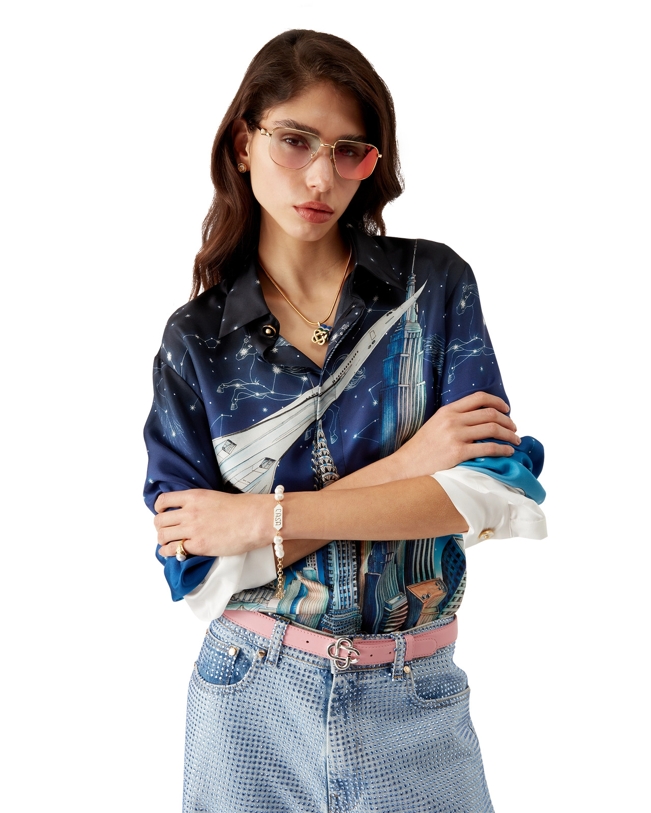 Vol De Nuit Silk Long Sleeve Shirt - 7