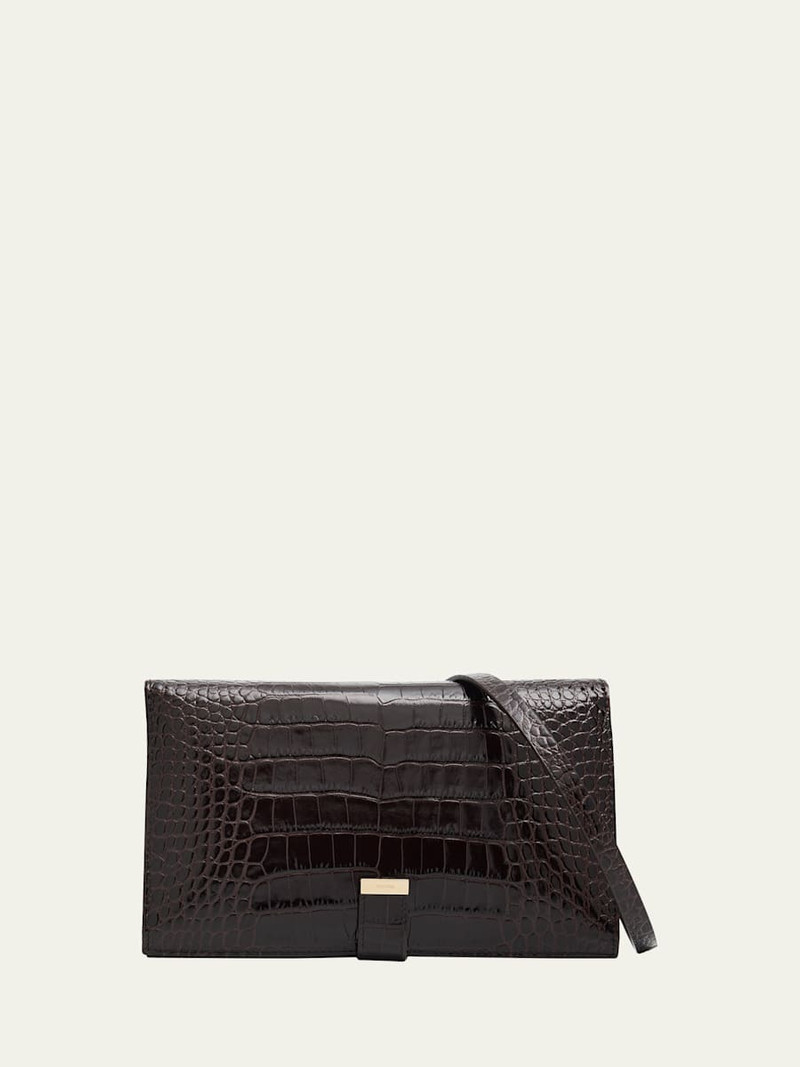 Organizer Shoulder Bag in Croc-Embossed Leather 1