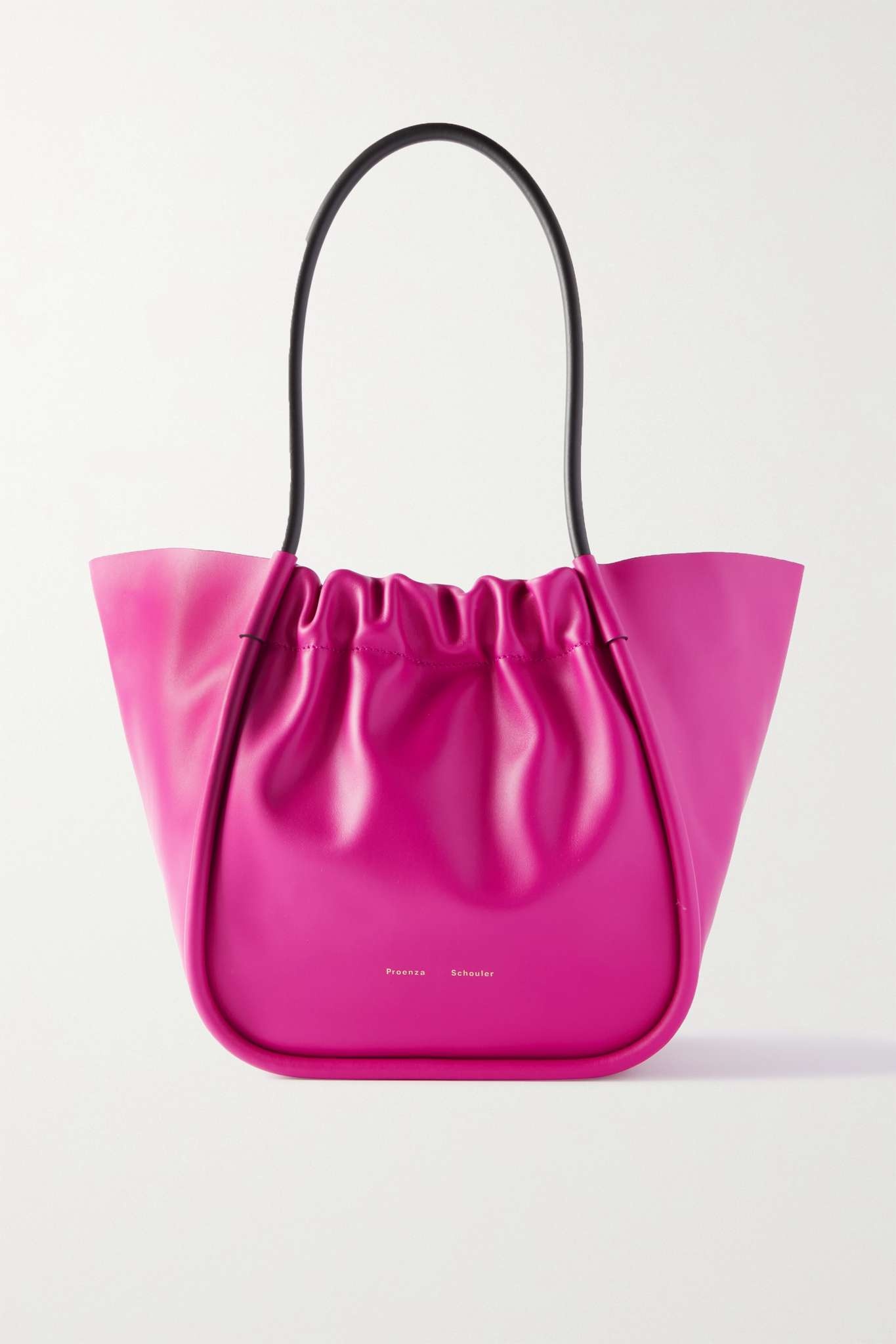 Ruched L two-tone leather tote - 1