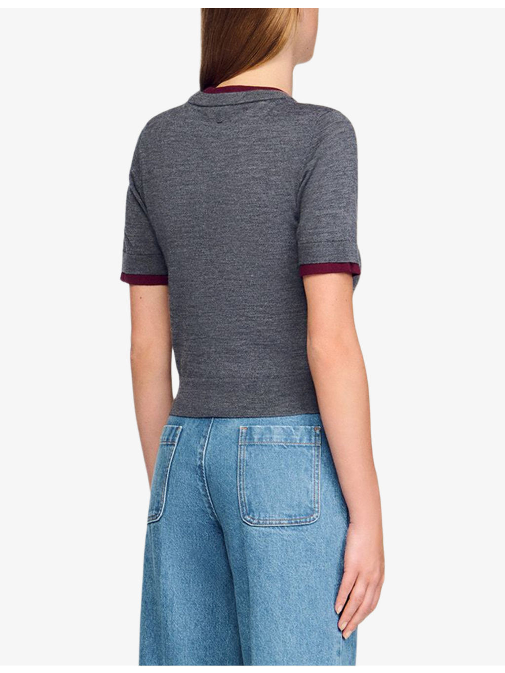 Short-Sleeved Knitted Wool Jumper - 4