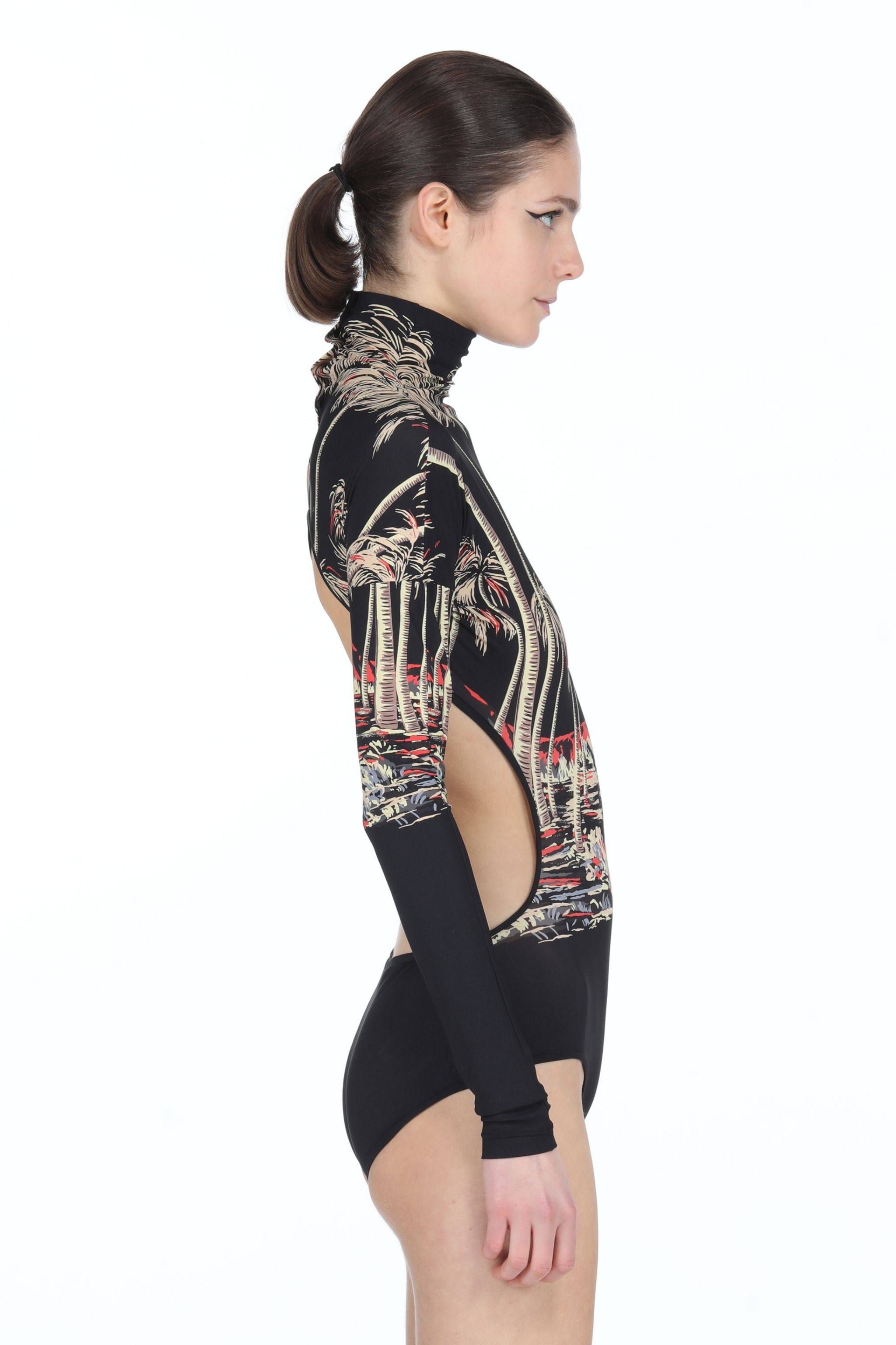 PALM TREE-PRINT BACKLESS BODYSUIT - 3