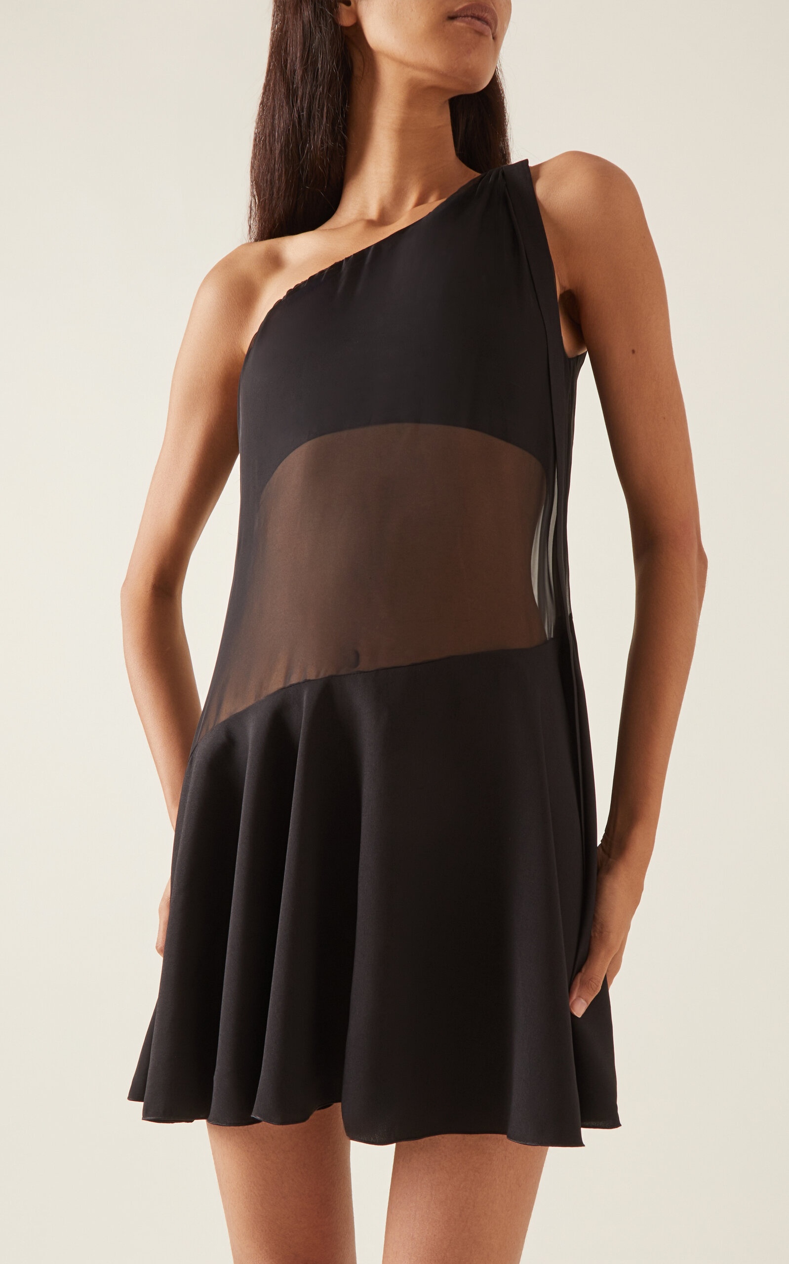Asymmetric Flared Mini Dress black - 3