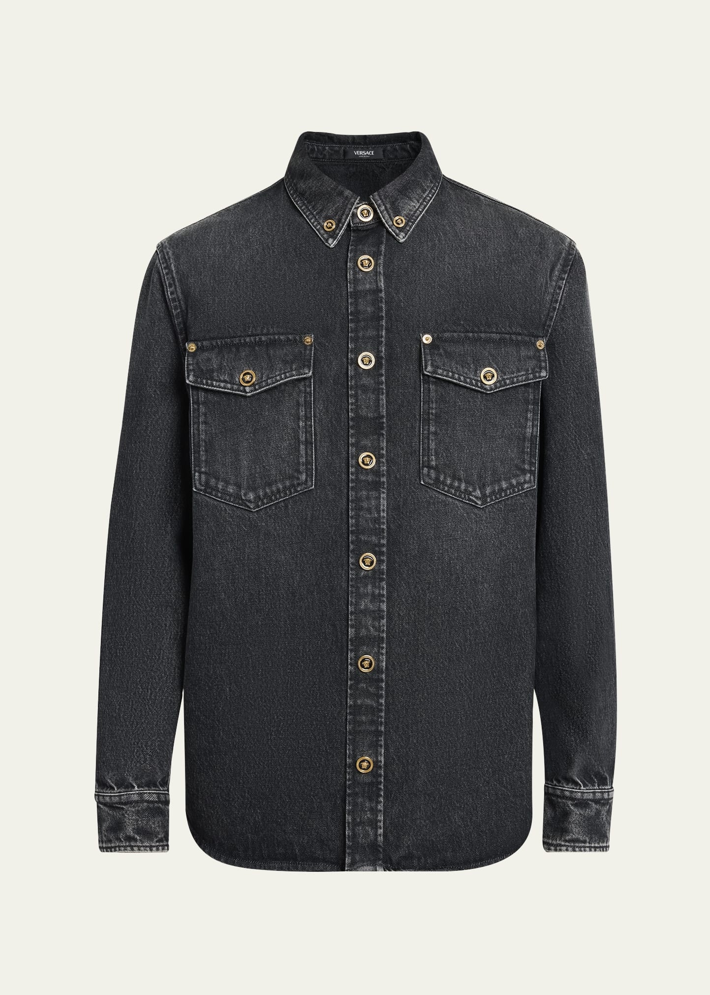Men's Stonewashed Denim Overshirt - 1
