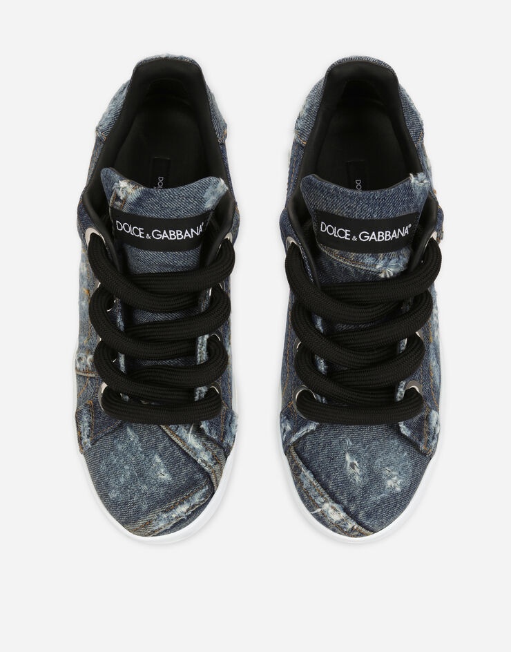 Denim patchwork Portofino sneakers - 4