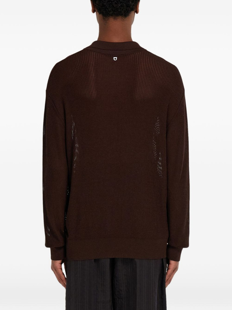 Long sleeve knitted silk polo shirt 4