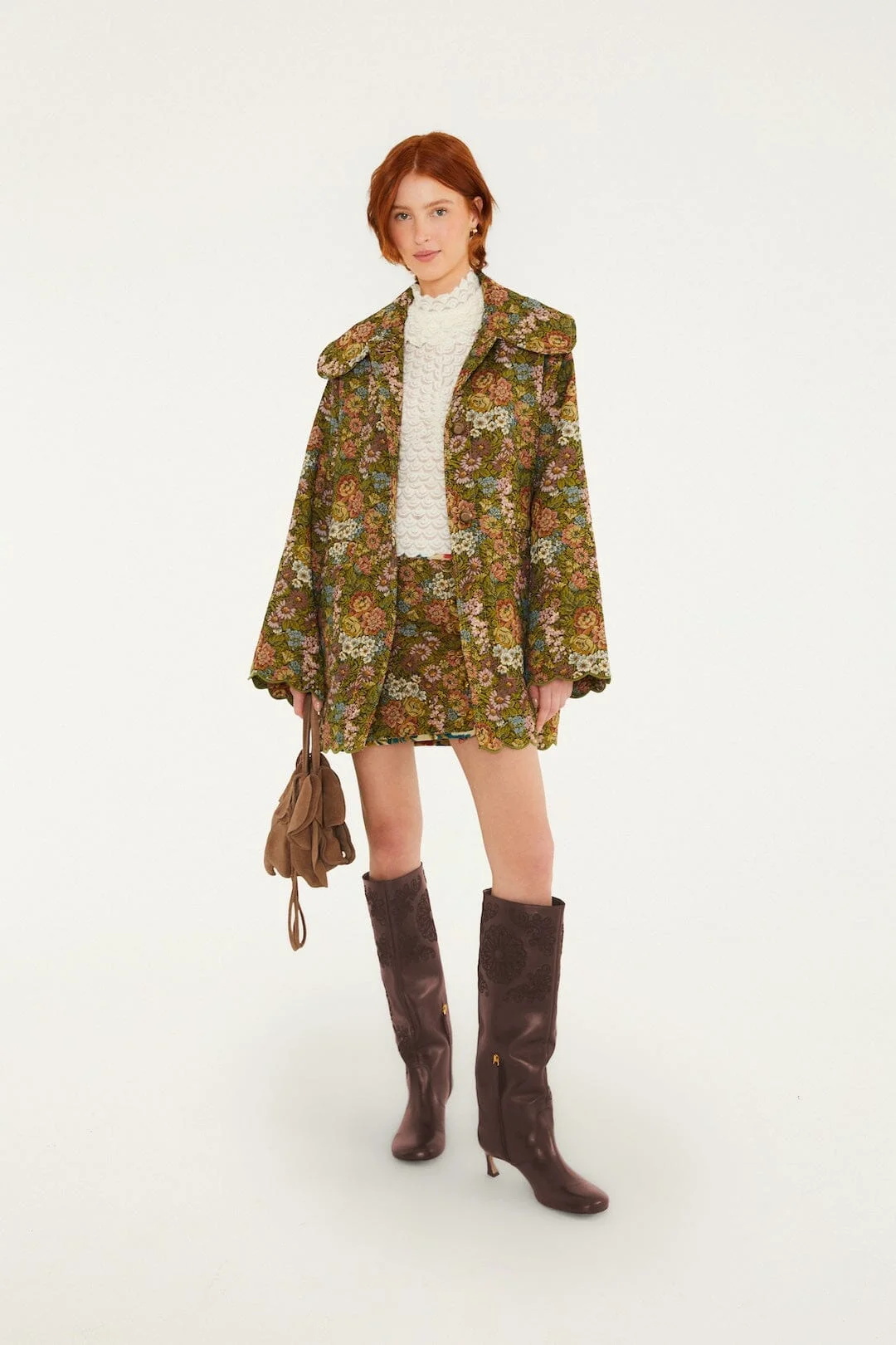 Jacquard Arabesque Matelasse Mini Skirt - 1