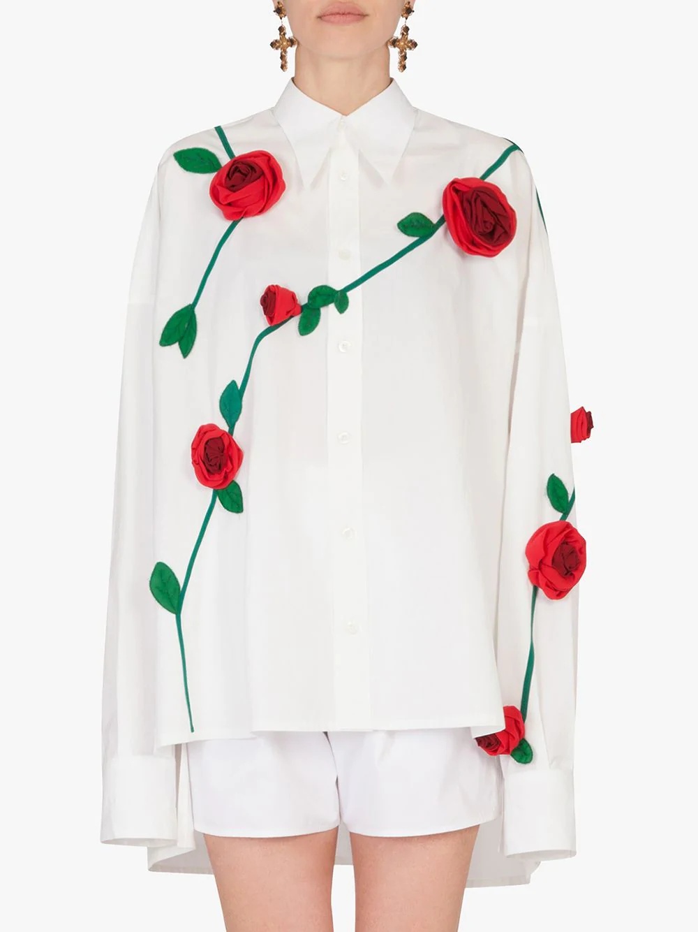 rose-embroidered shirt - 3