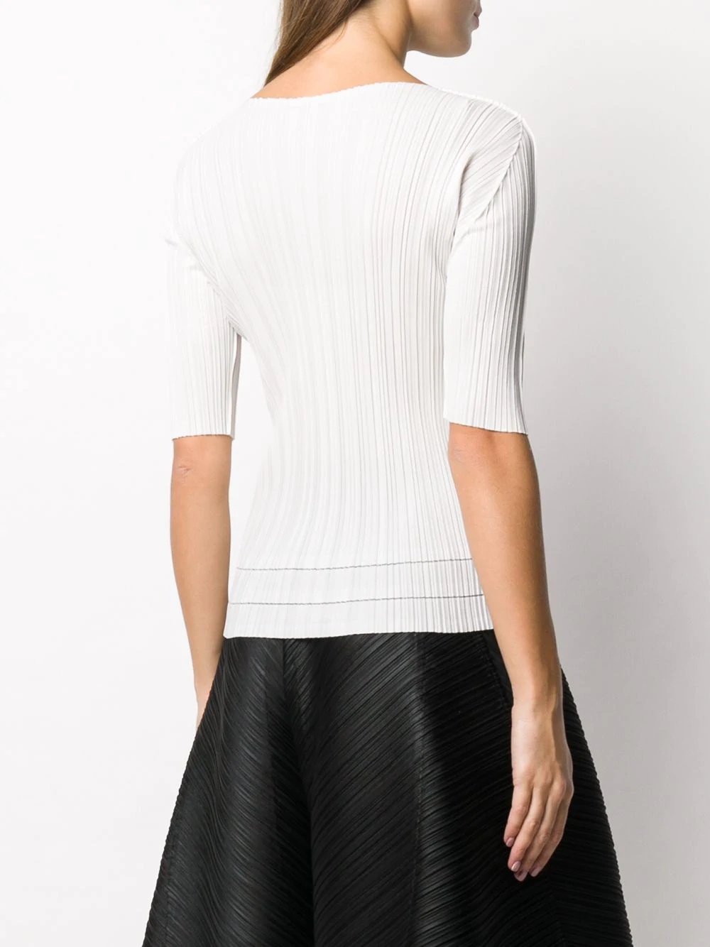 pleated cropped sleeve top - 4