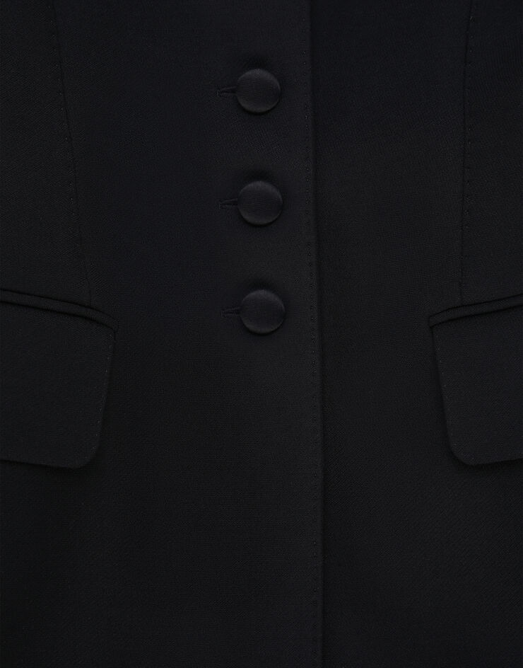 Long single-breasted wool cady Dolce-fit jacket - 11