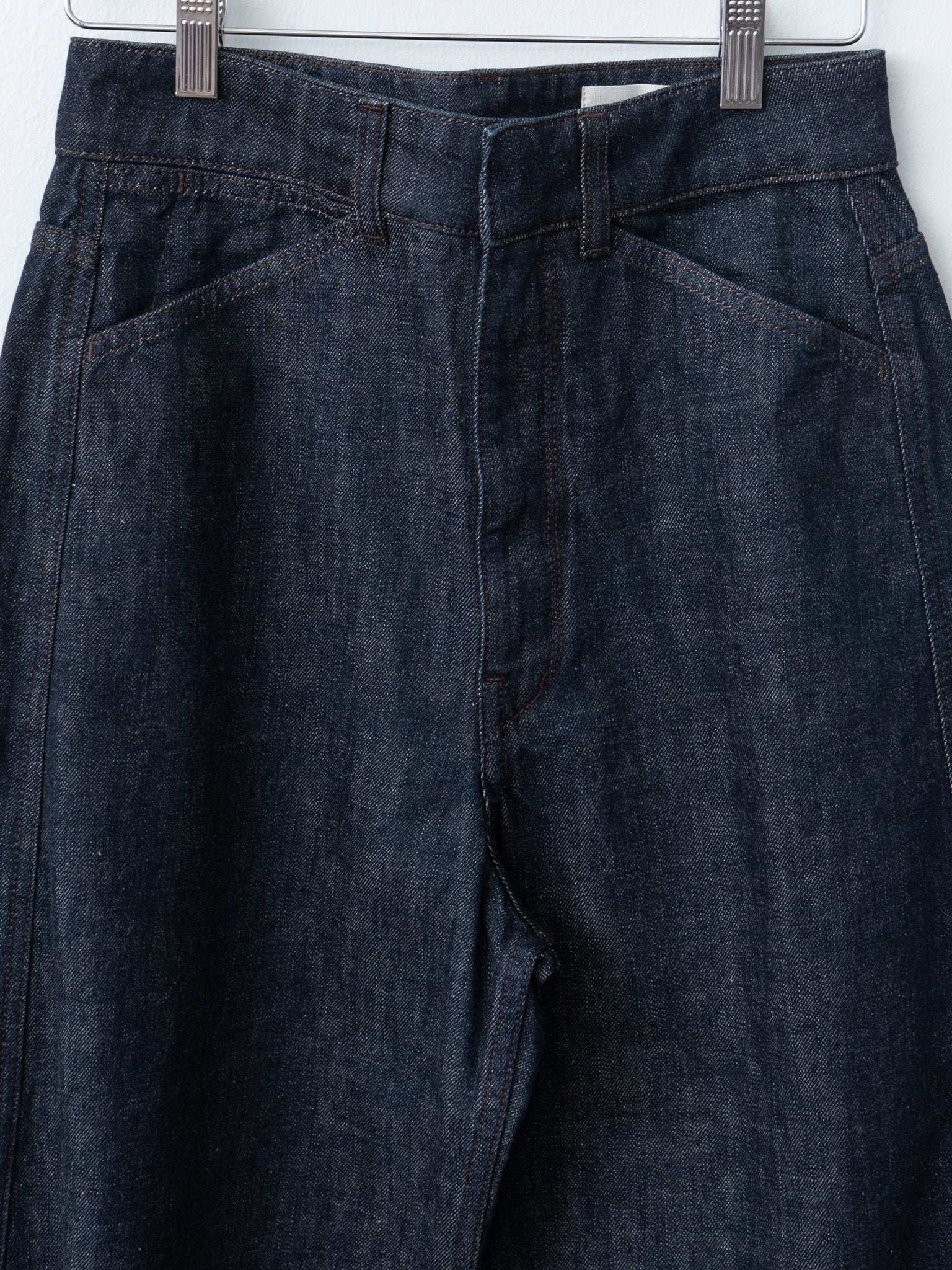 High Waisted Curved Pants - Denim Indigo - 6