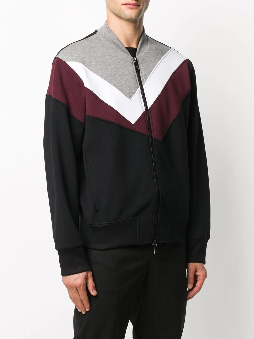 colour-block zip-up jumper - 3