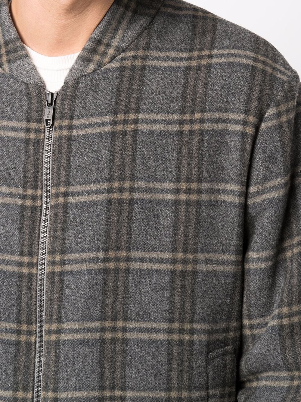 wool-blend checked bomber jacket - 5