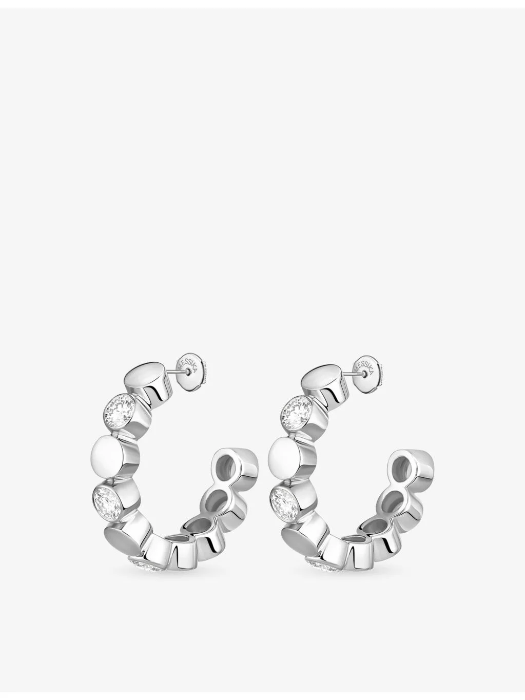 Vibes Mini 18ct White Gold And 3.28ct Diamond Hoop Earrings - 1
