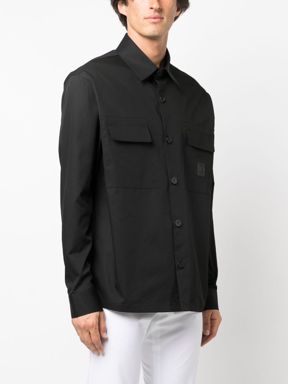 logo-patch cotton shirt - 3