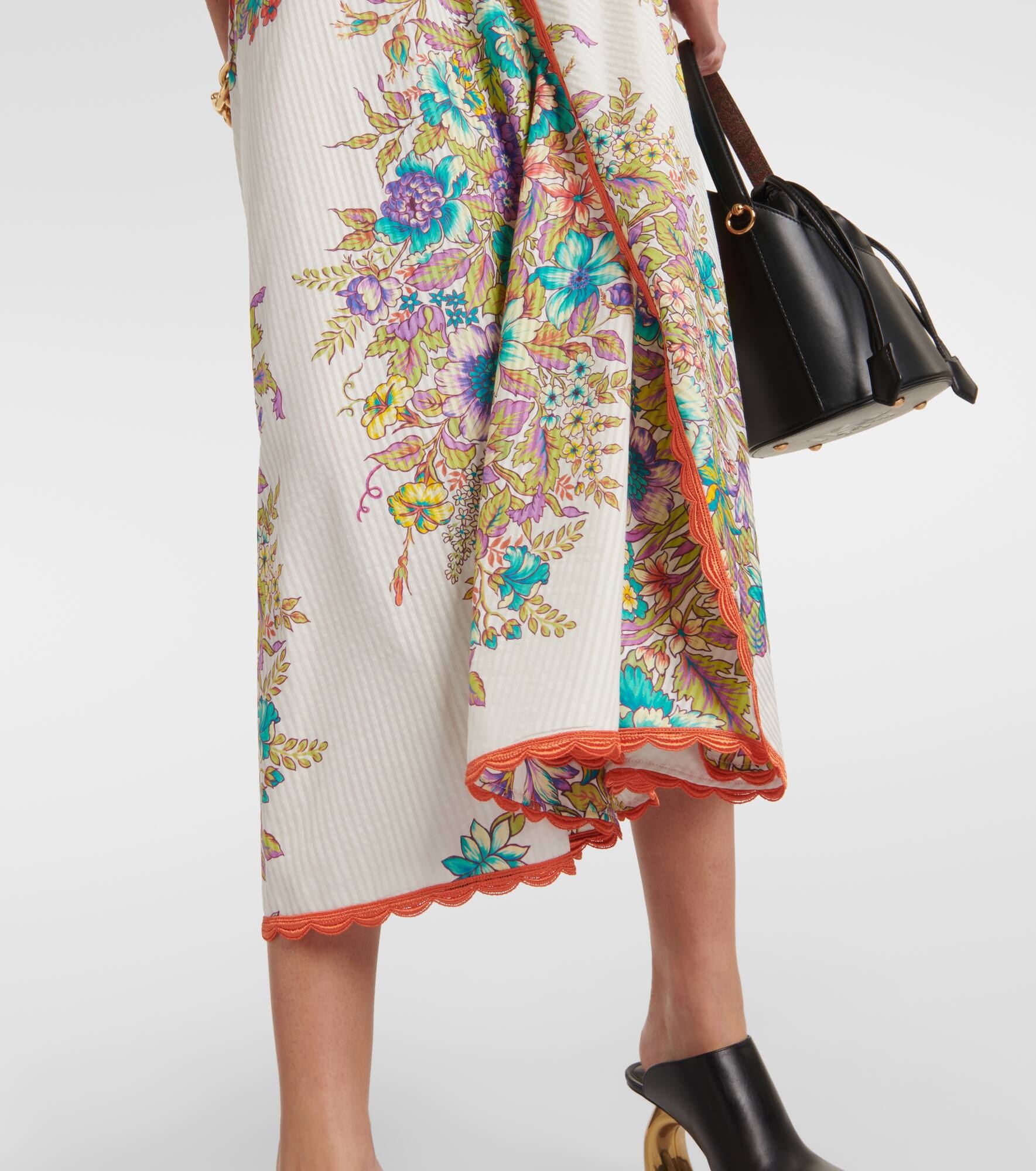 Floral cotton and silk midi skirt - 5