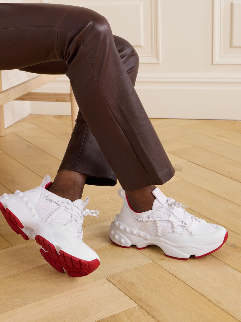 Christian Louboutin Trailrun studded mesh, leather and neoprene sneakers White outlook