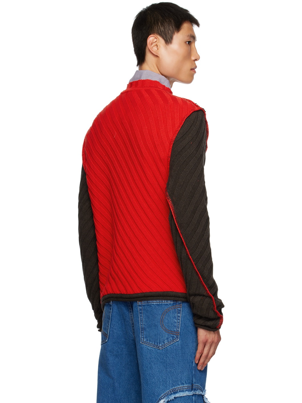 Brown & Red Contrast Sweater - 3