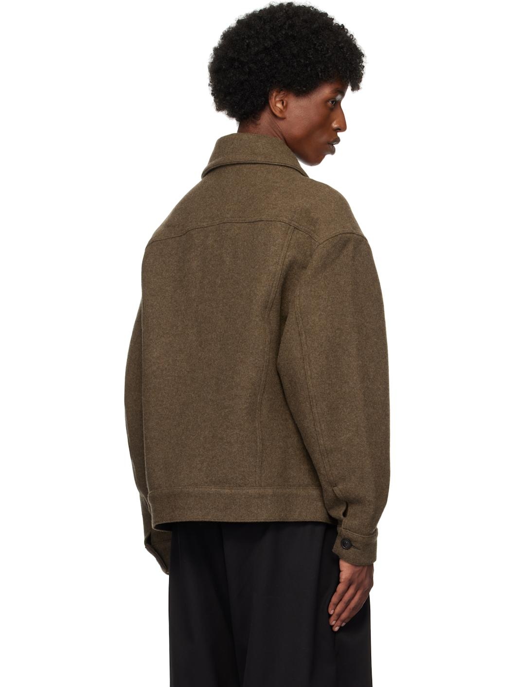 【lownn】 cashmere wool jacket Taupe Wool Cashmere Workwear Jacket by Lownn on Sale