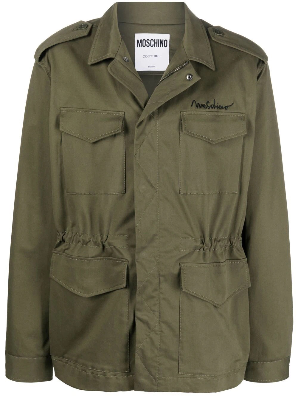 multi-pocket single-breasted coat - 1