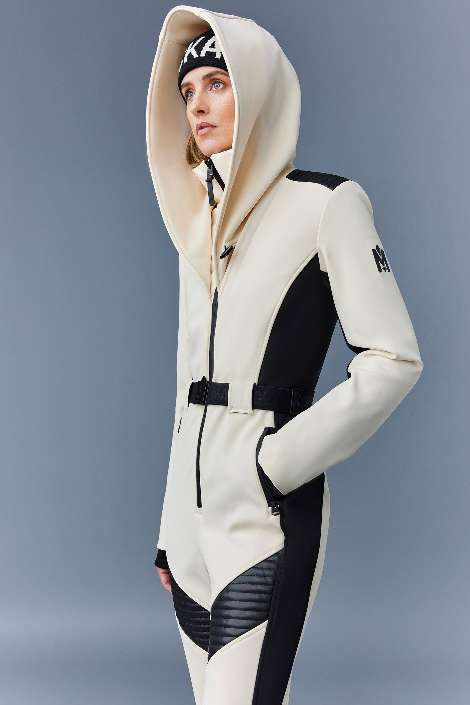 ELLE Agile-360 down ski suit with removable hood and shearling trim - 5